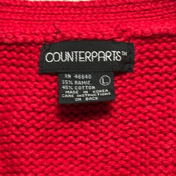 Vtg 90s Counterparts Sweater Vest Red Colorful Geometric Supermarket Sweep - Picture 7 of 8
